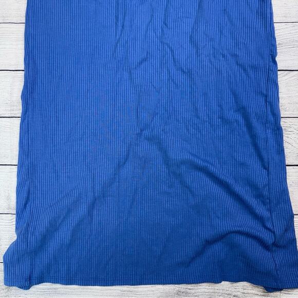 Reformation Ribbed Knit Midi Dress with Spaghetti Straps Stretch Blue Size Large - Picture 4 of 6